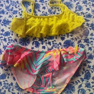 Tropical Yellow and Multicolor Kids Bikini